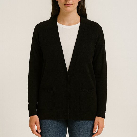 Hermes Cashmere Long Sleeve Cardigan Black Size 34 - Picture 1 of 6